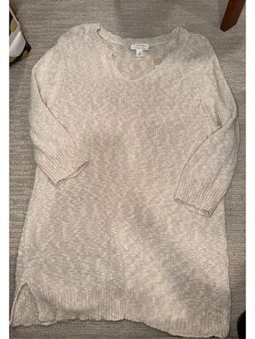CJ Banks beige open knit top